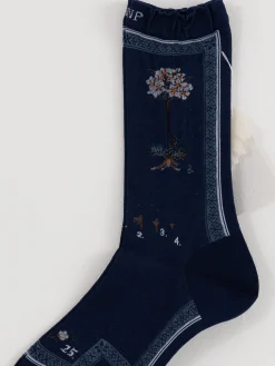 Antipast Botanical Flower Socks in Blue
