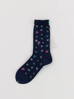Antipast Polka Flower Socks in Navy