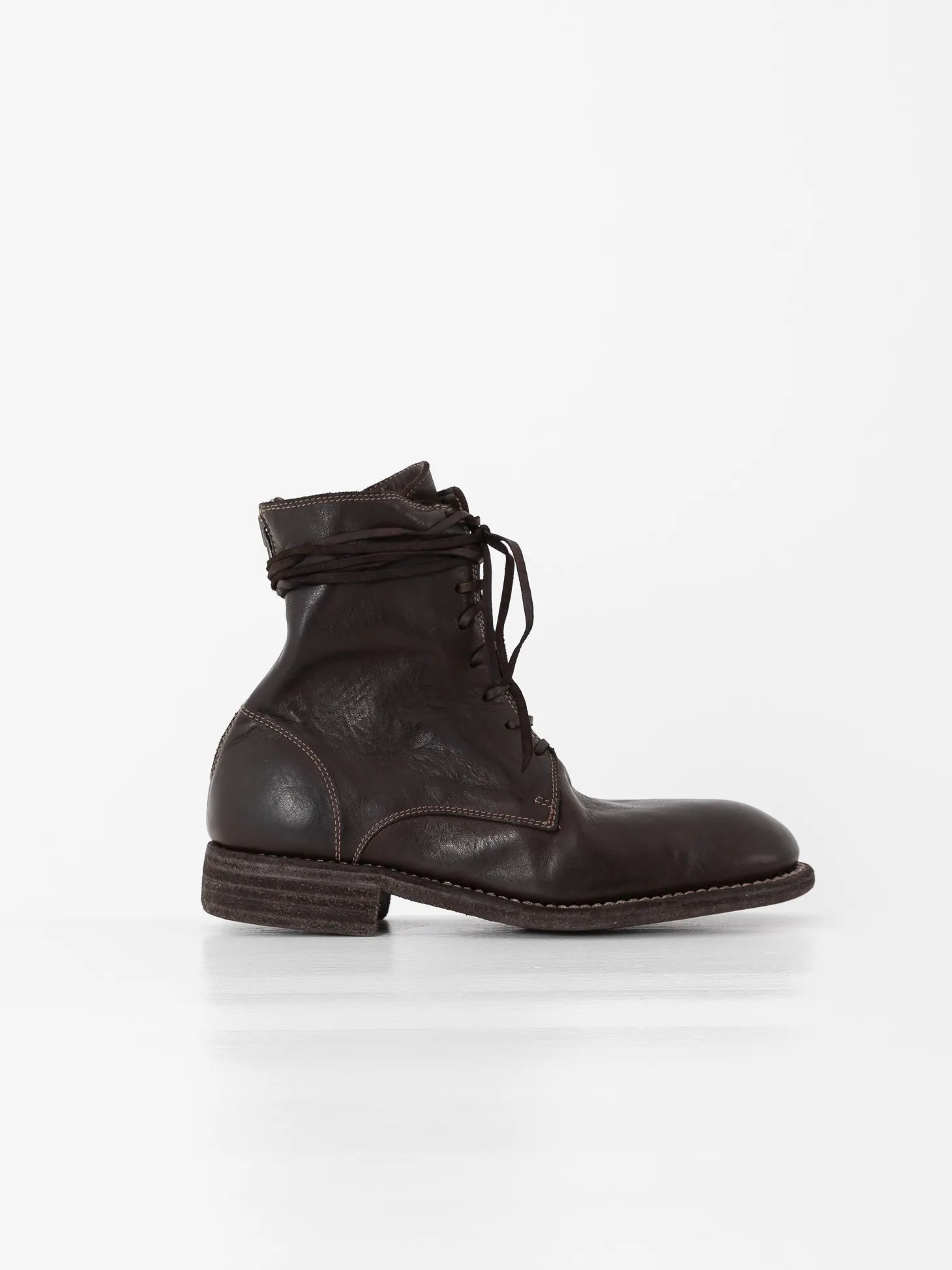 Guidi Front Tie/Back Zip Boot 995BZ, Dark Brown