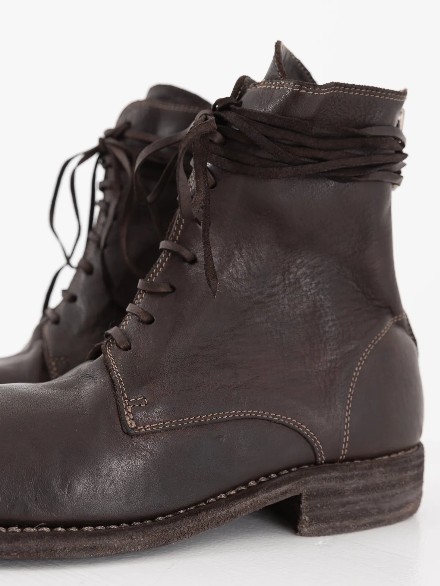 Guidi Front Tie/Back Zip Boot 995BZ, Dark Brown