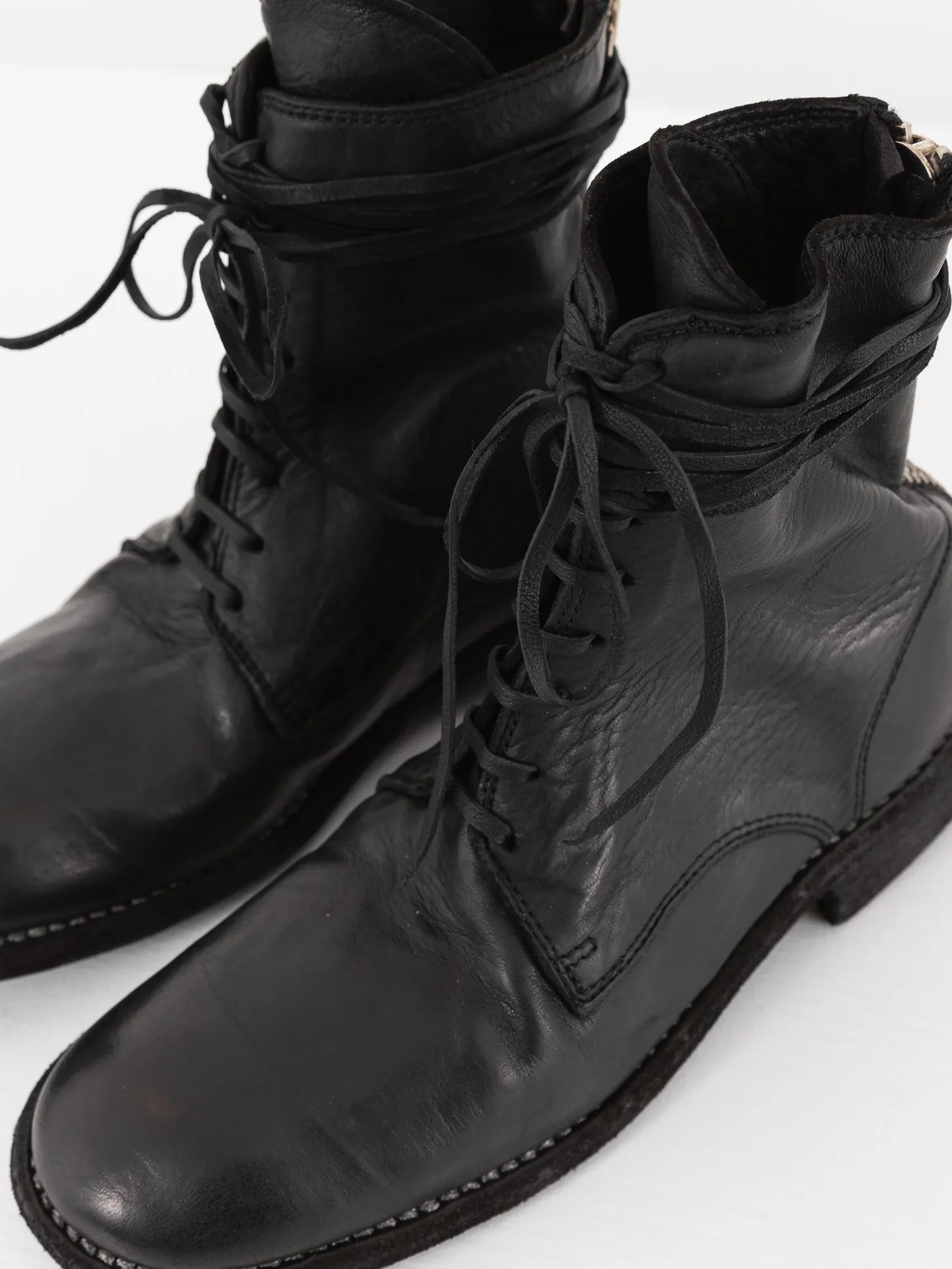 Guidi Front Tie/Back Zip Boot 995BZ, Black