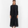 Hazel Brown Double Ruched Dress