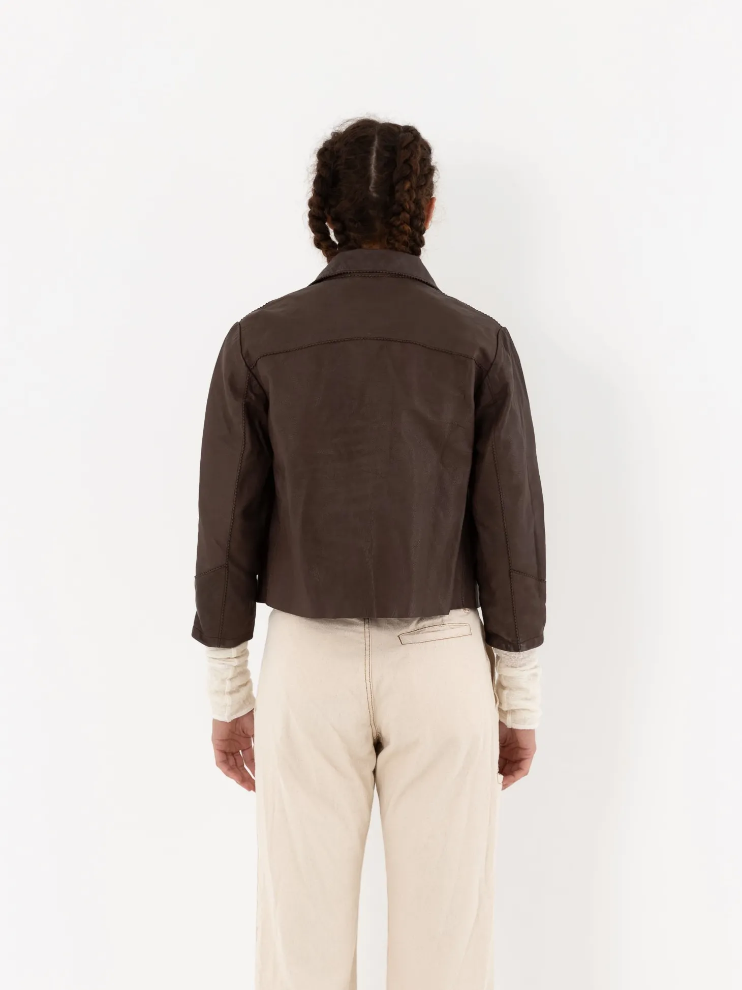 Hazel Brown Little Leather Jacket