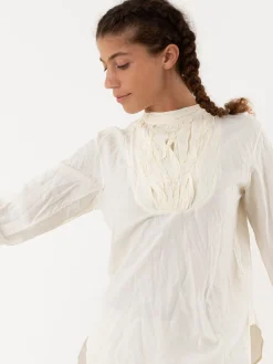 Hazel Brown Tattered Yoke Blouse