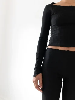 Marc LeBihan Stretch Silk Leggings, Black