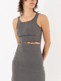 Marc LeBihan Stretch Silk Crop Top, Rose Grey