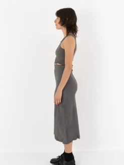 Marc LeBihan Stretch Silk Crop Top, Rose Grey